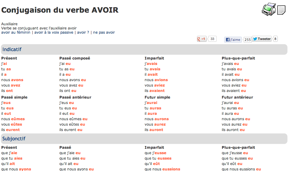 Conjugaison. FLE. Un excellente ressource en ligne pour la conjugaison  française.